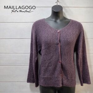 MAILLAGOGO Purple Knit Cardigan – Size L – Quebec Designer